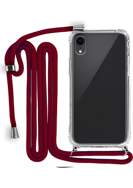 iPhone XR Boyun Askılı Şeffaf Tank Kılıf Kırmızı