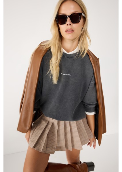 Soluk Efektli Oversize Sweatshirt