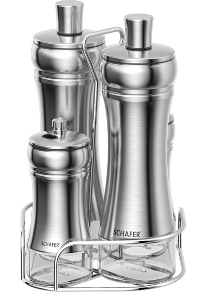 Retro Yağlık+Sirkelik Seti 5 Parça-Inox