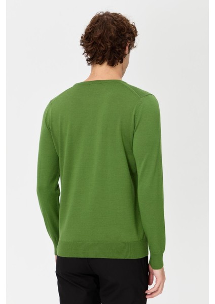 Erkek Basic Sıfır Yaka Ince Triko Kazak K.yosun modelleri