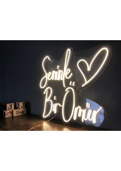 Seninle Bir Ömür Yazılı Neon LED Yazı Pano