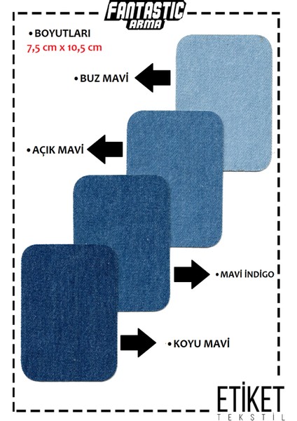 4'lü Paket Ütü ile Yapışan Kot Arma Patch Kot Yaması, Onarım, Diz Dirsek Yama, Denim, Jeans