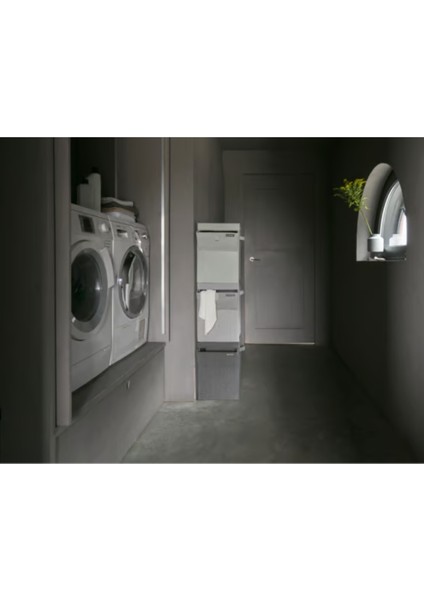Gri Kumaş Çift Fonksiyon Kapaklı Çamaşır Sepeti 35 L