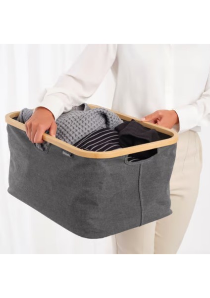 Pepper Black Katlanabilir Dikdörtgen Kumaş Çamaşır Sepeti 40 L indirimleri