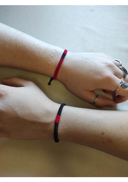 2'li Sevgililer Günü Hediye Bileklik Seti Kırmızı Siyah, Kalp Anahtarlık Dilek Şans Sevgiliye Hediye Bilekliği fiyatları