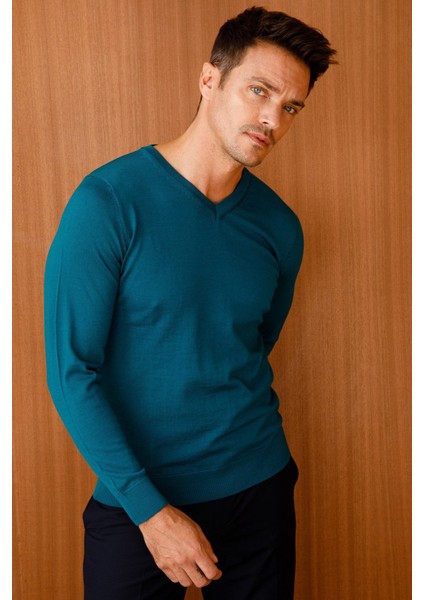 Erkek Basic V Yaka Ince Triko Kazak K.mavi fiyatları