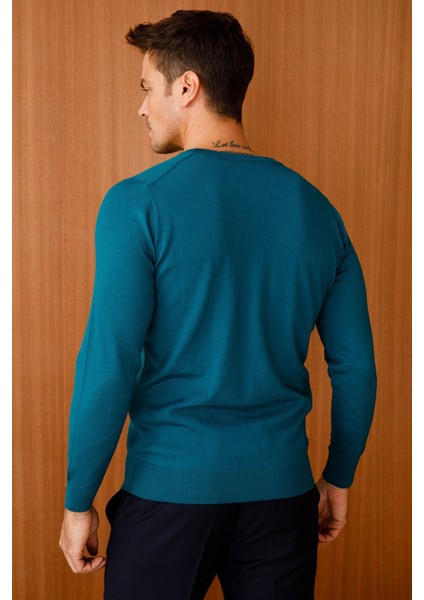 Erkek Basic V Yaka Ince Triko Kazak K.mavi fırsatları