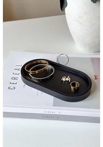 Siyah Sunumluk Takı Tabağı Dekoratif Tepsi Obje Ev Dekorasyon Model 21