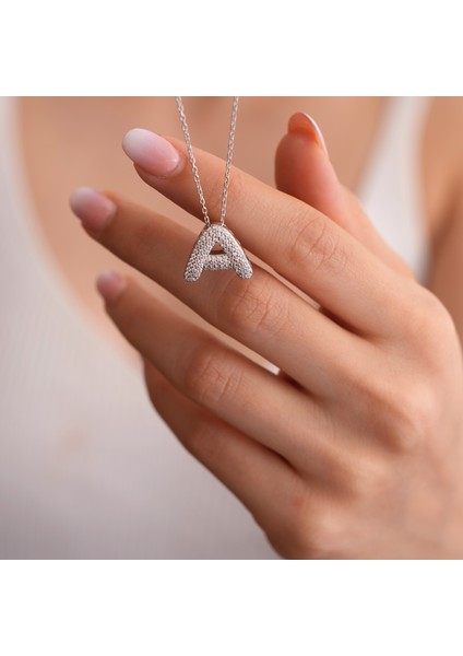 925 Ayar Radyum Kaplama A Harfli Gümüş Kolye fiyatları