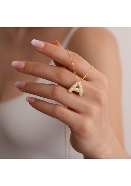 925 Ayar Radyum Kaplama A Harfli Gümüş Kolye fırsatları