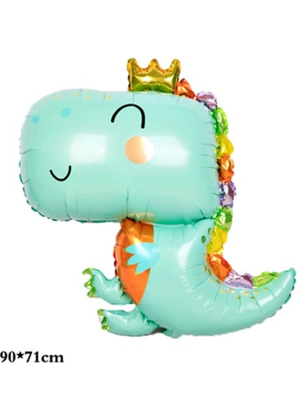 Sevimli Dinozor Konsept Yeşil 1 Yaş Balon Set Jurassic Dinozor Tema Doğum Günü Folyo Balon Set modelleri