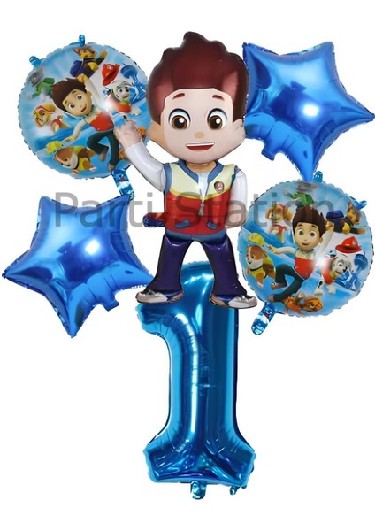 Paw Patrol Ryder 1 Yaş Lacivert Balon Set Paw Patrol Ryder Konsept Yıldız Doğum Günü Parti Balon Set