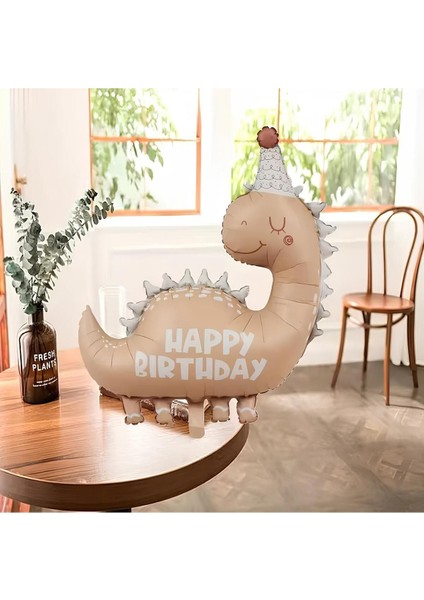 Retro Dinozor 1 Yaş Krem Renk Rakam Balon Set Sevimli Pembe Dinozor Konsept Doğum Günü Balon Set fırsatları