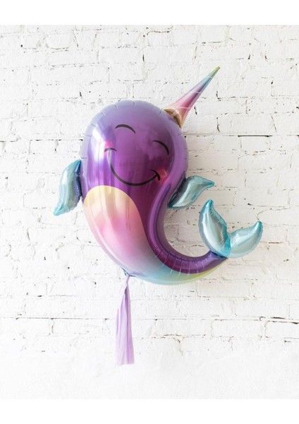 Unicorn Balina Balon 8 Yaş Set Okyanus Konsept Unicorn Yunus Balığı ve Mor Rakam Balon Set modelleri
