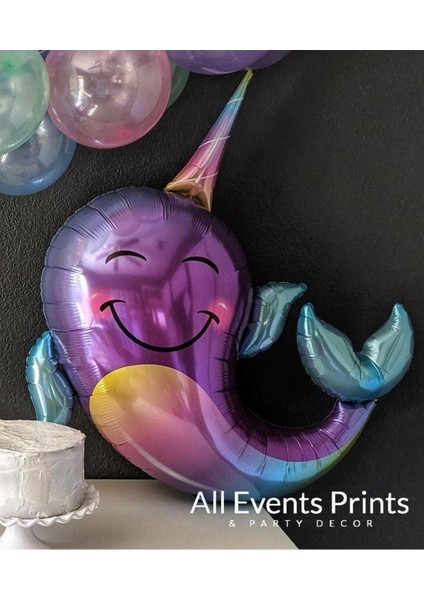 Unicorn Balina Balon 8 Yaş Set Okyanus Konsept Unicorn Yunus Balığı ve Mor Rakam Balon Set fırsatları