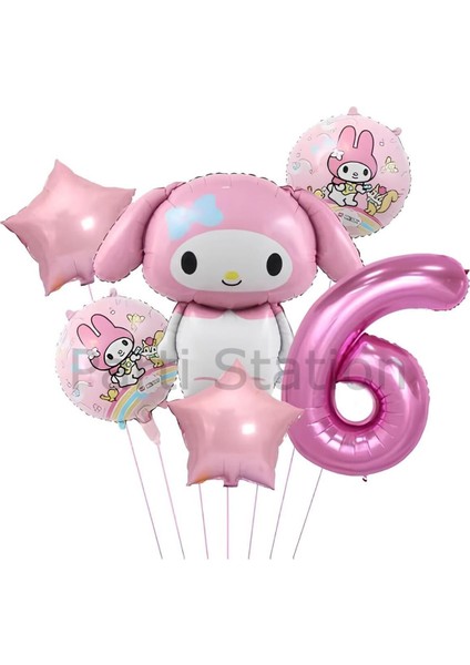 Sanrio Kuromi Mymelody 6 Yaş Balon Set Anime Hello Kitty Kuromi Melody Konsept Doğum Günü Balon