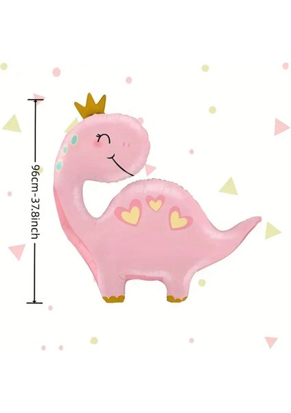 Pembe Dinozor 4 Yaş Pembe Renk Rakam Balon Set Sevimli Pembe Dinozor Konsept Doğum Günü Balon Set