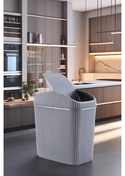 6 Lt Çöp Kovası, Mutfak, Banyo, Tuvalet, Ofis Çöp Kutusu Gri