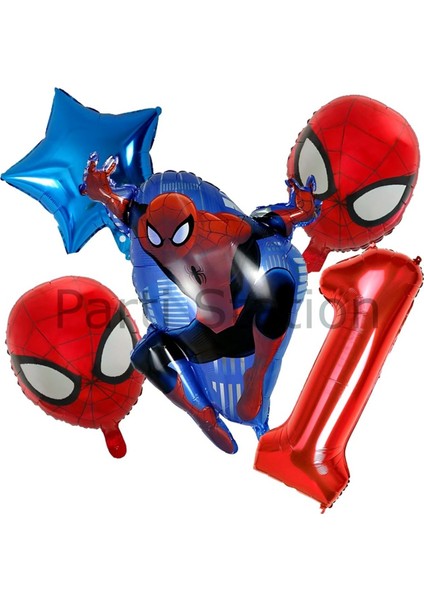 Örümcek Adam Spiderman 1 Yaş Doğum Günü Balon Set Spiderman Konsept Doğum Günü Balon Set