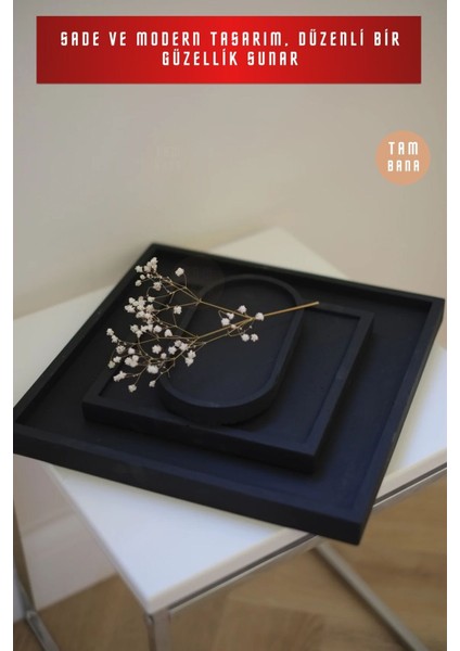 Siyah Sunumluk Takı Tabağı Dekoratif Tepsi Obje Ev Dekorasyon Model 21 fırsatları