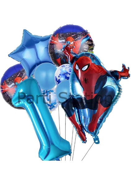 Örümcek Adam Spiderman 1 Yaş Balon Set Spiderman Konsept Doğum Günü Balon Set