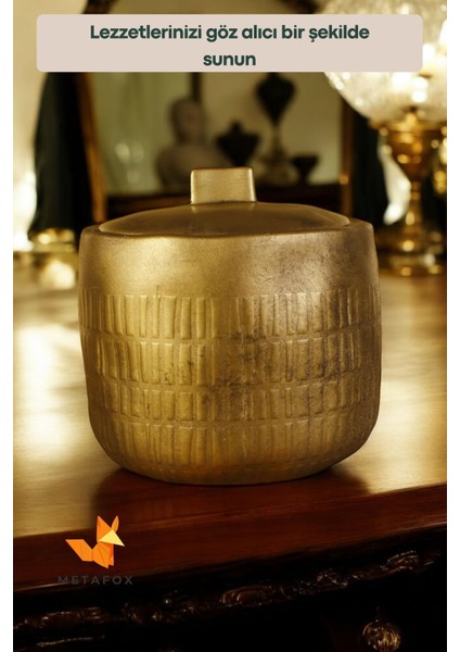 Şekerlik Kapaklı Kase Kurabiyelik Kapaklı Şekerlik Altın Eskitme Renk Model 12 fırsatları