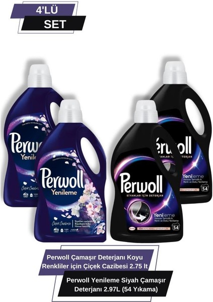 2,97 lt Siyah x2 + Perwol 2,75 lt Koyu Renkliler İçin Çiçek Cazibesi x2 (4'lü Set)