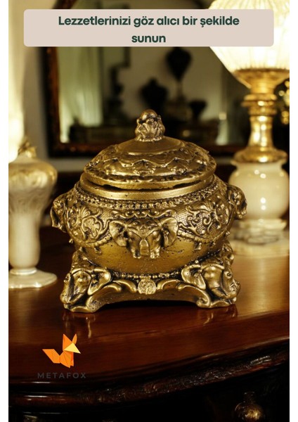Şekerlik Kapaklı Kase Kurabiyelik Kapaklı Şekerlik Altın Eskitme Renk Model 1 fırsatları