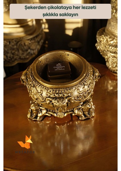 Şekerlik Kapaklı Kase Kurabiyelik Kapaklı Şekerlik Altın Eskitme Renk Model 1 indirimleri