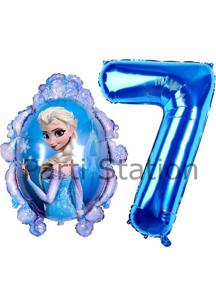 Frozen Elsa Konsept 7 Yaş Balon Set Karlar Ülkesi Tema Doğum Günü Folyo Balon Set