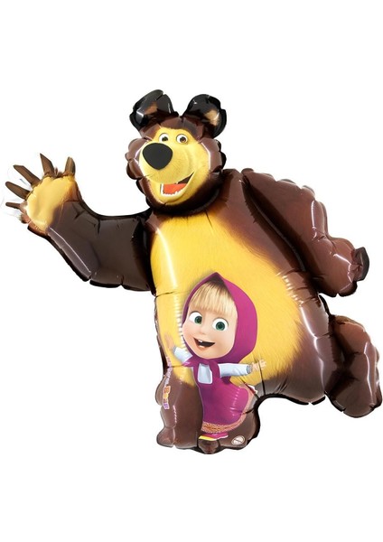 Lisanslı Maşa ve Koca Ayı Balon 2 Yaş Renkli Rakam Balon Set Masha And Bear Konsept Balon Set