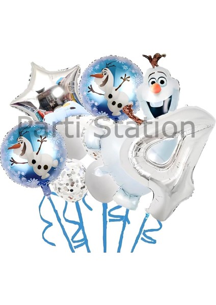 Karlar Ülkesi Frozen Elsa Olaf 1 Yaş Balon Set Frozen Elsa Olaf Konsept Doğum Günü Folyo Balon Set 1 adet Olaf Balon 2 adet yuvarlak olaf balon 1 adet Yıldız balon 4 adet normal balon.