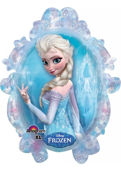 Frozen Karlar Ülkesi Elsa Anna Portre Folyo Balon 1 Adet 85 cm Çift Yönlü Frozen Elsa Anna Balon