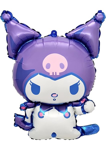 Kuromi 4 Yaş Mini Mor Balon Set Kuromi Mymelody Cinnamonroll Konsept Doğum Günü Balon Set