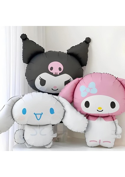 Sanrio Kuromi Mymelody Marshmallow Balon Set Anime Hello Kitty Kuromi Konsept Doğum Günü Balon Set