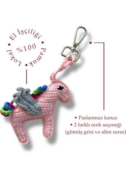 El Örgüsü Unicorn Charm & Çanta Süsü (%100 Pamuk)