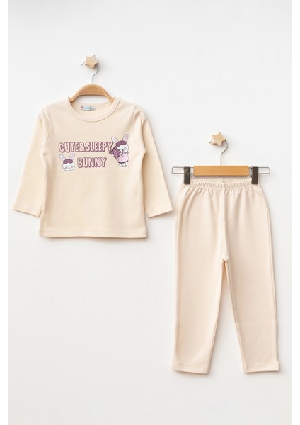 Bunny Baskılı Uzun Kol Pijama Takımı 74169