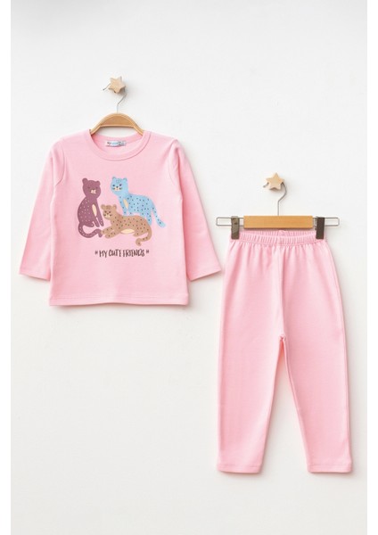 Kedi Desenli Uzun Kol Pijama Takımı 74167