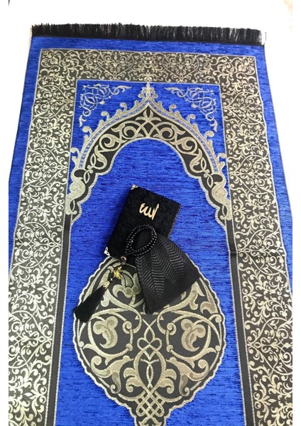 Damat Bohçaları Için Saks Mavi Osmanlı Desen Tafta Şönil Kadife Seccade,takke,inci Tesbih,yasin