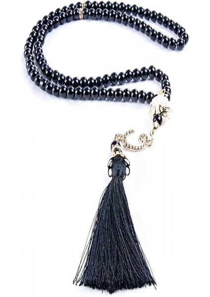 10 Adet Vavlı Püsküllü 99'luk Inci Namaz Tesbihi - Siyah