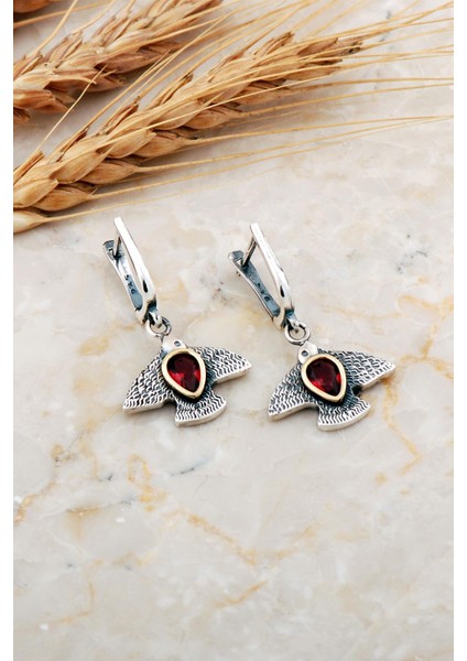 Kök Yakut Martı Çekiç Dövme Elişi Gümüş Küpe 7220