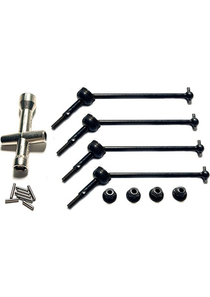 4 Adet Metal Tahrik Mili ve Bijon Somunu Wltoys 144001 144010 124007 124016 124019 124018 Rc Araba Yükseltme Parçaları, Siyah (Yurt Dışından)
