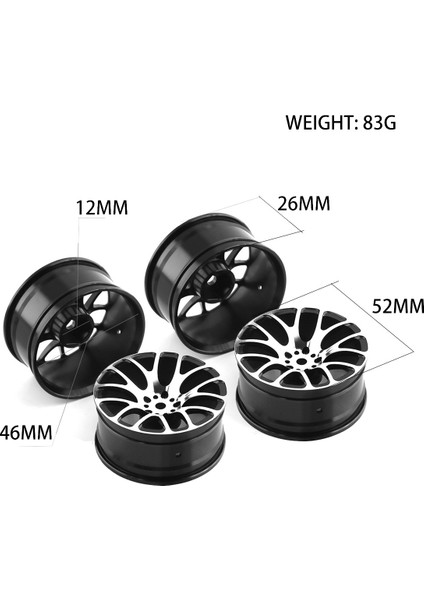4 Adet Jantlar 52X26MM Hsp Hpı Redcat Kyosho Sakura Tamiya TT02 MN86K 1/10 Rc Drift On-Road Yarış Araba, Pembe (Yurt Dışından)