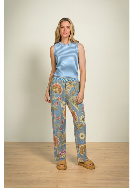 Belin Mavi Viscose Pantolon