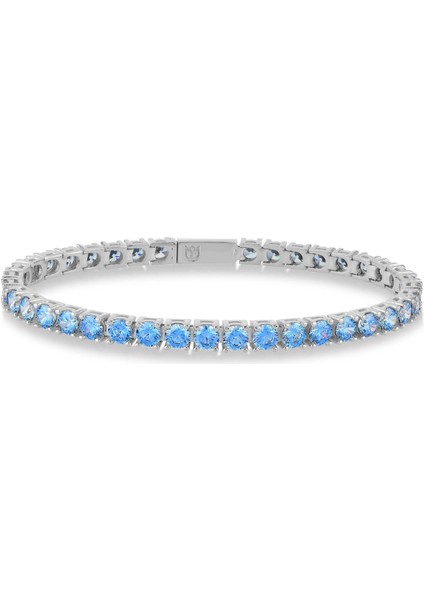 Aquamarine Zirconia Taşlı Su Yolu Bileklik