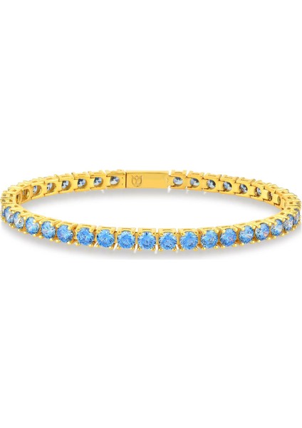Aquamarine Zirconia Taşlı Su Yolu Bileklik