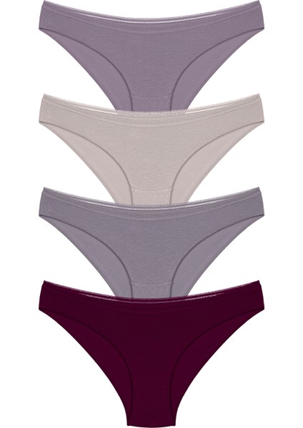 4 Adet Dantel Işlemeli Bikini Külot Mint, Bej, Beyaz, Somon