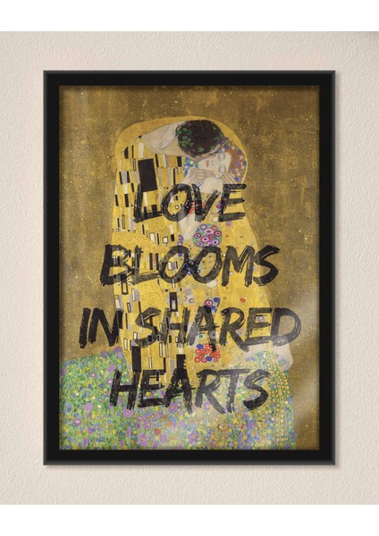 Love Blooms - The Kiss Gustav Klimt Çağdaş Sanat Yorumu Çerçeveli-Çerçevesiz Poster