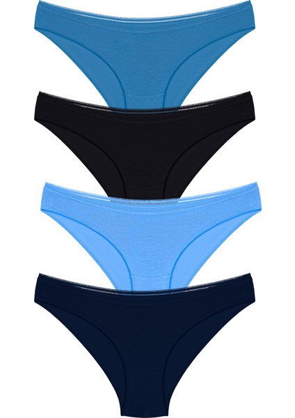 4 Adet Dantel Işlemeli Bikini Külot Mint, Bej, Beyaz, Somon