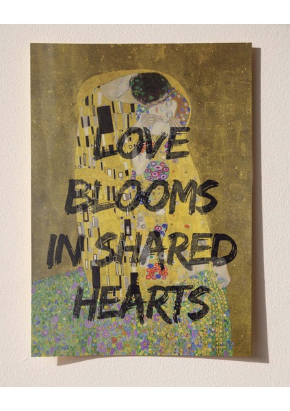 Love Blooms - The Kiss Gustav Klimt Çağdaş Sanat Yorumu Çerçeveli-Çerçevesiz Poster